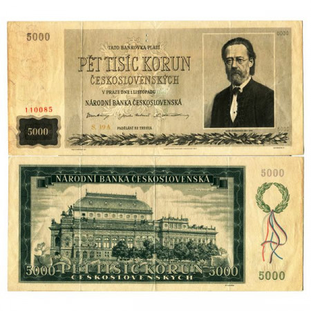 1945 * Billete Checoslovaquia 5000 Korun "Bedrich Smetana - Specimen" (p75s) MBC+