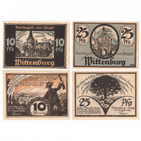 1922 * Lote 2 Notgeld Alemania 10 . 25 Pfennig "Mecklemburgo-Pomerania - Wittenburg" (1445)