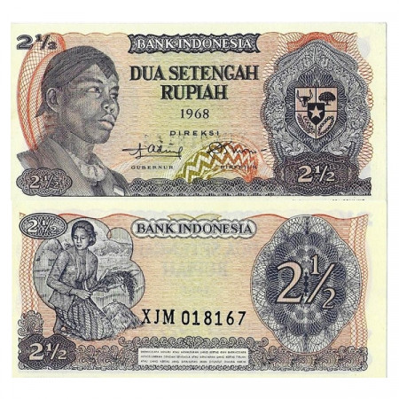 1968 * Billete Indonesia 2½ (2,50) Rupiah "General Sudirman" (p103a) SC