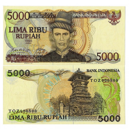 1986 * Billete Indonesia 5000 Rupiah "Teuku Umar" (p125a) SC