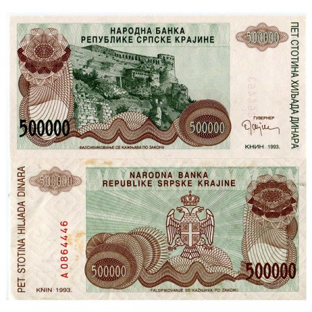 1993 * Billete Croacia 500.000 Dinara "Krajina - Knin" (pR23) SC