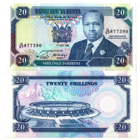 1990 * Billete Kenia 20 Shillings "President Arap Moi" (p25c) SC