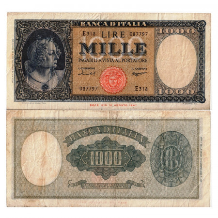 1959 (15/09) * Billete Italia República 1000 Lire "Busto d'Italia - Medusa" BI.698 (p88c) cMBC