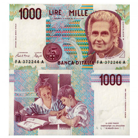 1990 A * Billete Italia República 1000 Lire "Montessori" BI.734 (p114a) EBC