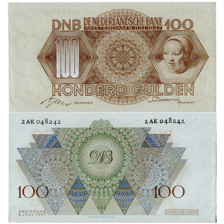 1947 * Billete Países Bajos 100 Gulden "Meisjeskop" (p82) EBC+