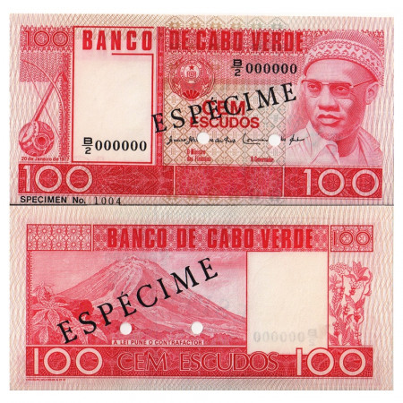 1977 * Billete Cabo Verde 100 Escudos "A Cabral - SPECIMEN" (p54s) SC