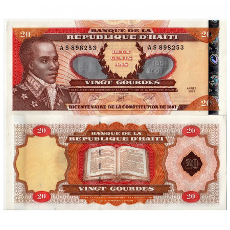 2001 * Billete Haití 20 Gourdes "François-D Toussaint Louverture" (p271Aa) SC