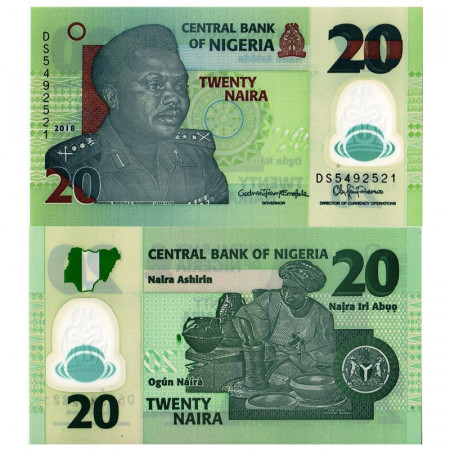 2018 * Billete Polímero Nigeria 20 Naira "General M R Muhammed" (p34n) SC