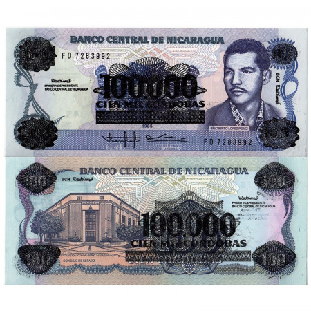 ND (1989) * Billete Nicaragua 100.000 Cordobas "Overprint - Rigoberto L Perez" (p159) SC