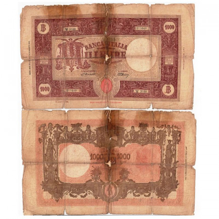 1947 (12/07) * Billete Italia República 1000 Lire "Grande M - Barbetti" Testina, Monogramma BI.644 (p72c) BR-