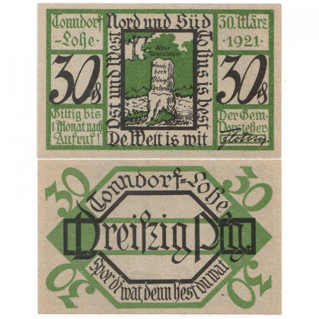 1921 * Notgeld Alemania 30 Pfennig "Hamburgo - Tonndorf Lohe" (1330.1)