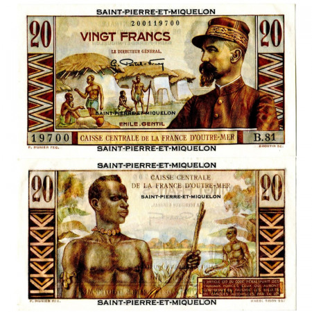 ND (1950-60) * Billete San Pedro y Miquelón 20 Francs "Émile Gentil" (p24) SC