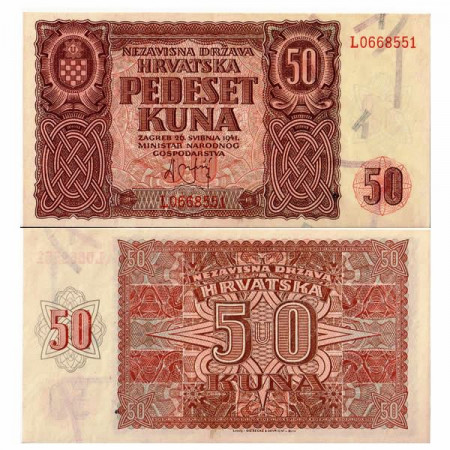 1941 * Billete Croacia 50 Kuna "Estado Independiente" (p1) cSC
