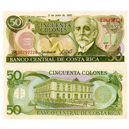 1993 * Billete Costa Rica 50 Colones "Gaspar Ortuno Y Ors" (p257a) SC