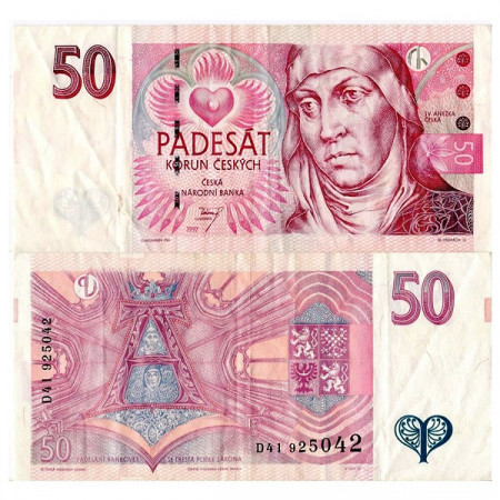 1997 * Billete República Checa 50 Korun "St. Agnes of Bohemia" (KM 17) MBC