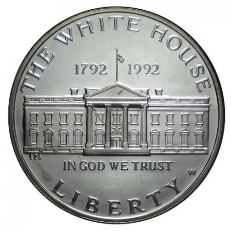 1992 W * 1 Dólar Plata Estados Unidos "200° Casa Blanca" (KM 236) PROOF