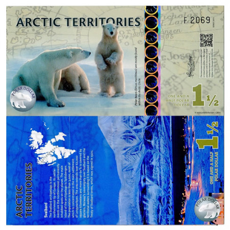 2014 * Billete Polímero Territorios del Ártico 1,5 Polar Dollar "Svalbard" SC