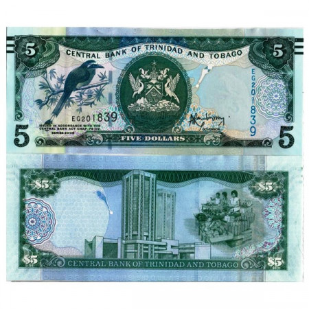 2006 * Billete Trinidad y Tobago 5 Dollars "Blue-Crowned Motmot" (p47) SC
