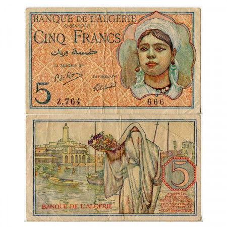 1944 * Billete Argelia 5 Francs (p94b) cMBC