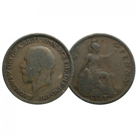 1931 * Half 1/2 Penny Gran Bretaña "Jorge V – Britannia" (KM 837) cMBC