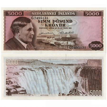 L.1961 * Billete Islandia 5000 Kronur "E Benediktsson" (p47a) SC