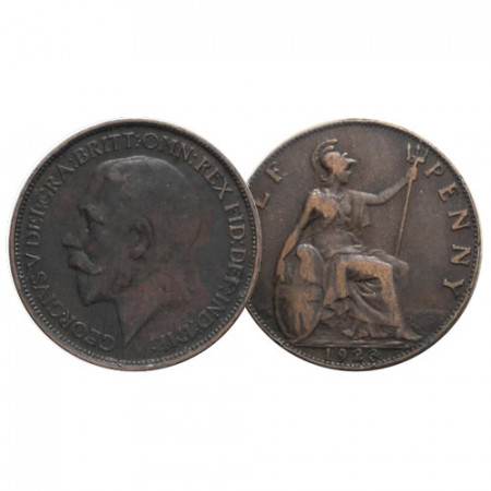 1923 * Half 1/2 Penny Gran Bretaña "Jorge V – Britannia" (KM 809) MBC
