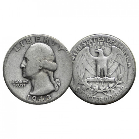 1943 (P) * Cuarto de Dólar (25 Cents) Plata Estados Unidos "Washington Quarter" (KM 164) BC+