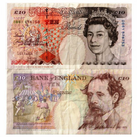 ND (1993-98) * Billete Gran Bretaña 10 Pounds "Elizabeth II - Charles Dickens" (p386a) MBC