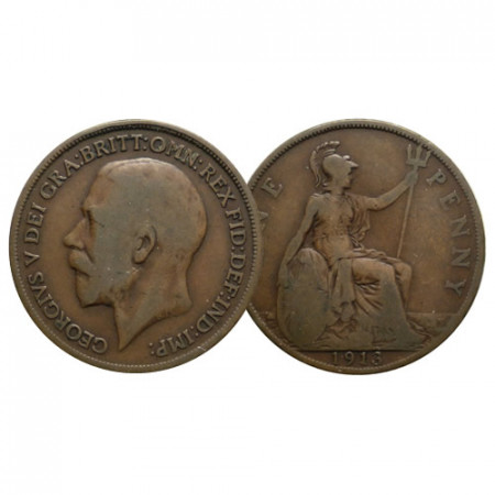 1913 * 1 Penny Gran Bretaña "Jorge V - Britannia Sentada" (KM 810) cMBC