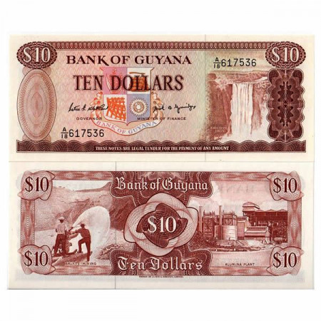 ND (1966-92) * Billete Guyana 10 Dollars "Kaieteur Falls" (p23d) SC