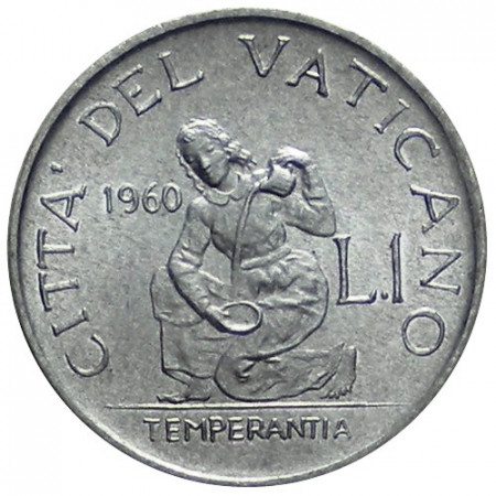 1960 * 1 Lira Vaticano Juan XXIII "Temperantia" Año II (KM 58.1) SC
