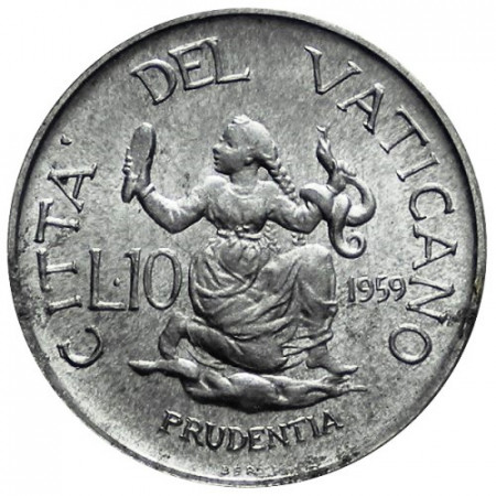 1959 * 10 Lire Vaticano Juan XXIII "Prudentia" Año I (KM 61.1) SC