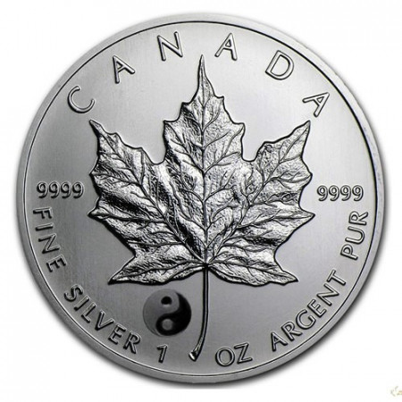 2016 * 5 Dollars Argent 1 OZ Feuille Erable Canada "Yin Yang" Privy Mark