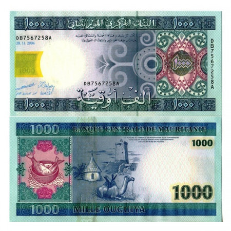 2004 * Billete Mauritania 1000 Ouguiya "Fish - Camel" (p13a) SC