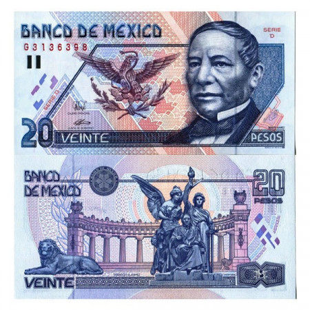 1994 * Billete México 20 Pesos "Benito Juárez" (p106a) SC