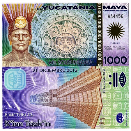 2012 * Billete Polímero Yucatania 1000 Soles de Oro "Tikal" SC