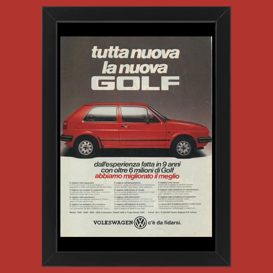 marzo Perplejo domesticar Anos 80 * Anuncio Original "Volkswagen, Golf Tutta Nuova" Cornisa - Mynumi